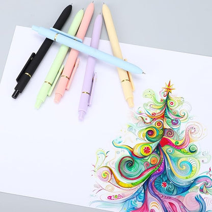 Ddaowanx Colorful Gel Pens, 0.5mm Fine Point Retractable,Colored Pens for Journaling and Sketching, Teacher Must Haves,Teacher School Supplies, Gifts for Nurse ﻿(12Pcs-Aesthetic+Vintage Colors)