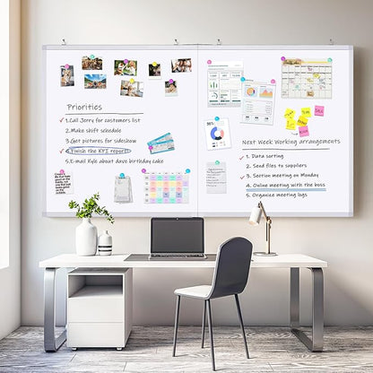 White Board Dry Erase 60x48, Large Magnetic Whiteboard Maxtek Dry Erase Boards for Wall, Aluminum Presentation Wall-Mounted Marker Board with a Long Pen Tray for School, Classroom, Office & Home