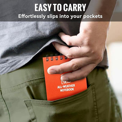 POPYOLA 8 Pack Waterproof Pocket Notebook, 3x5 Pocket Notepad, All Weather Mini Spiral Notepad, Write in the Rain Police Notepad with 100 Squared Pages for Outdoor Home Office School, Orange