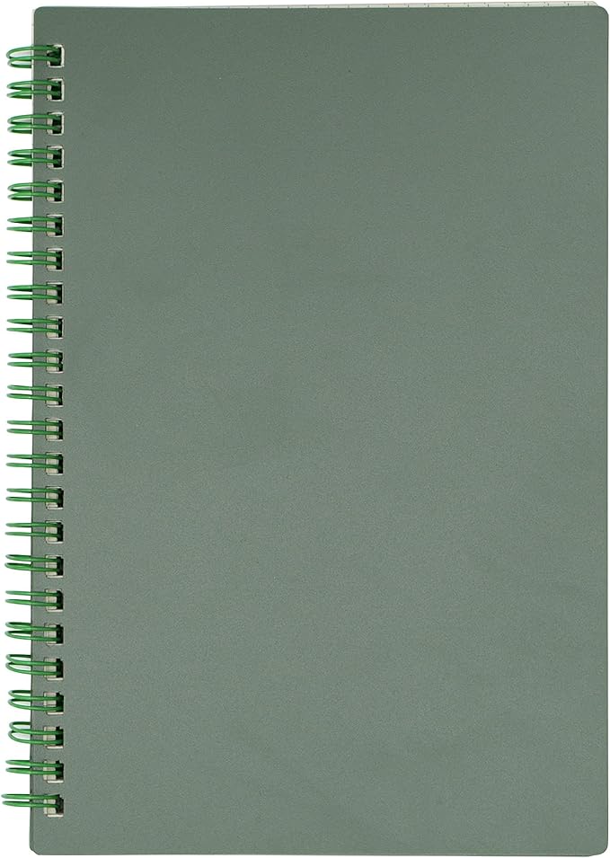 Yansanido Spiral Notebook, 4 Pcs A5 Thick Plastic Dark Green Hardcover 8mm Ruled 80 Sheets -160 Pages Journals for Study and Notes (Ruled-4pcs Dark Green, A5)