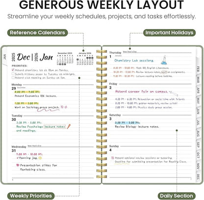 2026 Planner, Weekly and Monthly Calender Planner, Jan 2026 to Dec 2026, Hardcover 2026 Calendar Planner Book with Tabs & Inner Pocket, Office Home School Supplies for Women & Men - A4 (8.5" x 11"), Green