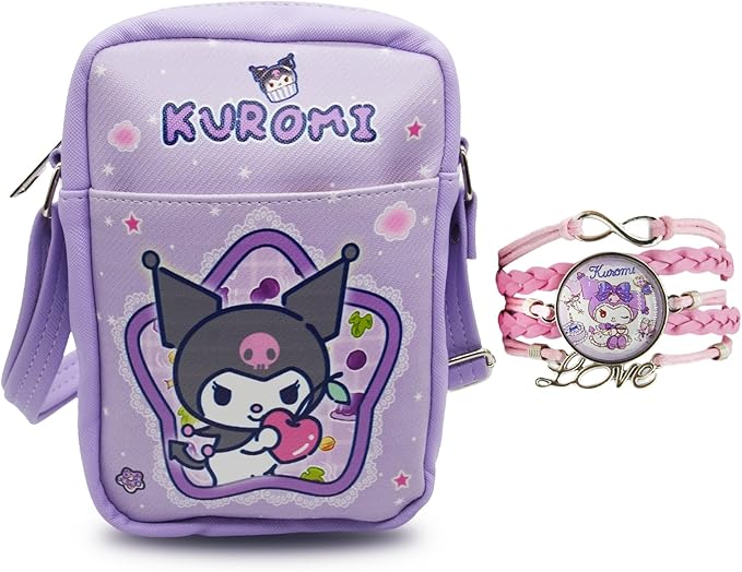 Cute Kumi Crossbody Bag with Adjustable Shoulder Strap and Bracelet Charm, Kawaii Handbag with Zipper, Kumi Wallet Purse Shoulder Bag Coin Pouch Accessories for Women Girls
