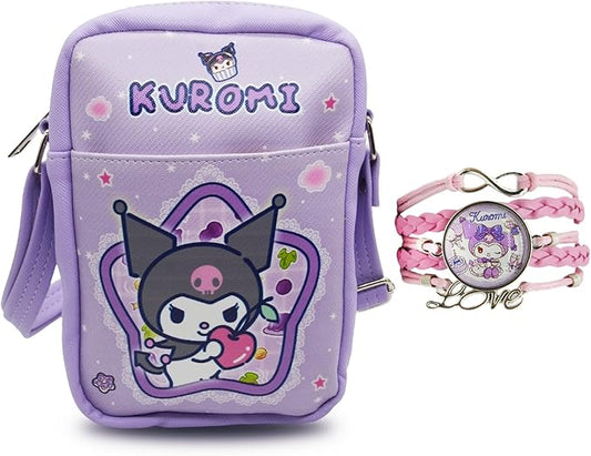 Cute Kumi Crossbody Bag with Adjustable Shoulder Strap and Bracelet Charm, Kawaii Handbag with Zipper, Kumi Wallet Purse Shoulder Bag Coin Pouch Accessories for Women Girls