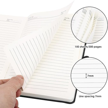 Lined Journal Notebook for Women Men A5 Hardcover Leather Journals College Ruled Notebooks 300 Pages 5.7 x 8.3 Inches Black