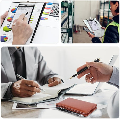 Koogel 11PCS Mini Pocket Notepad Holder Set, Pocket Notepad Flip Notepad with Pen Leather Pocket Notebook for Office School Business Travel Meetings