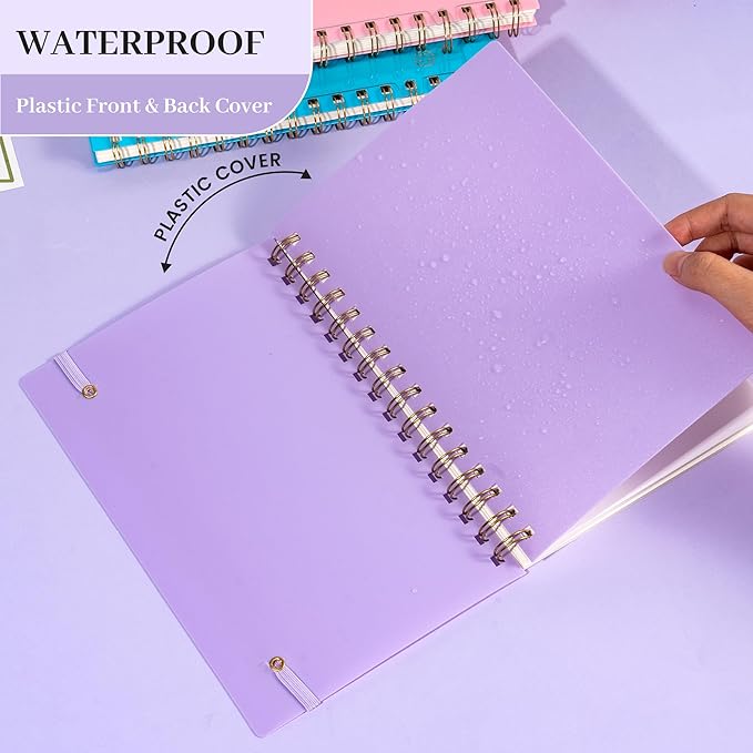 Yoment Spiral Notebook College Ruled A5 Spiral Bound Journal 160 Pages Thick Paper Plastic Hardcover Spiral Notebook 5x7 Wire Bound Notebooks for Note Taking School Office Supplies, Purple