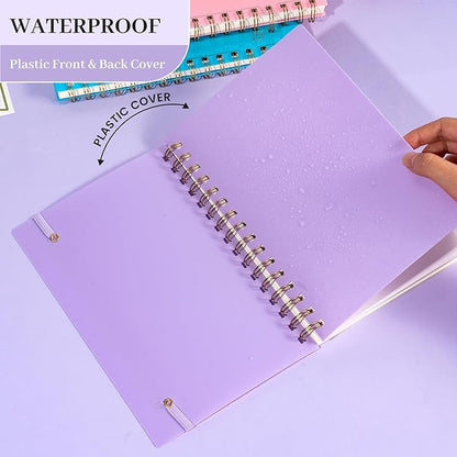 Yoment Spiral Notebook College Ruled A5 Spiral Bound Journal 160 Pages Thick Paper Plastic Hardcover Spiral Notebook 5x7 Wire Bound Notebooks for Note Taking School Office Supplies, Purple
