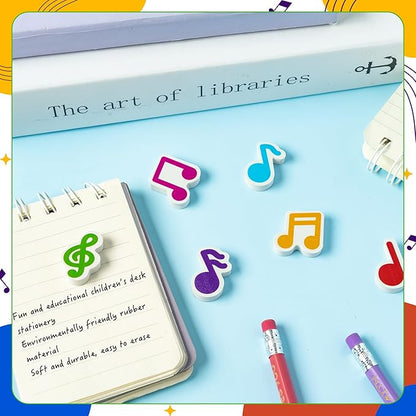CJiangpo 60Pcs Music Mini Eraser for Kids Bulk - Musical Note Pencil Rubber Eraser Novelty 3D Desk Puzzle Music Themed Birthday Party Favors Filler Kids Back to School Classroom Prizes Gifts