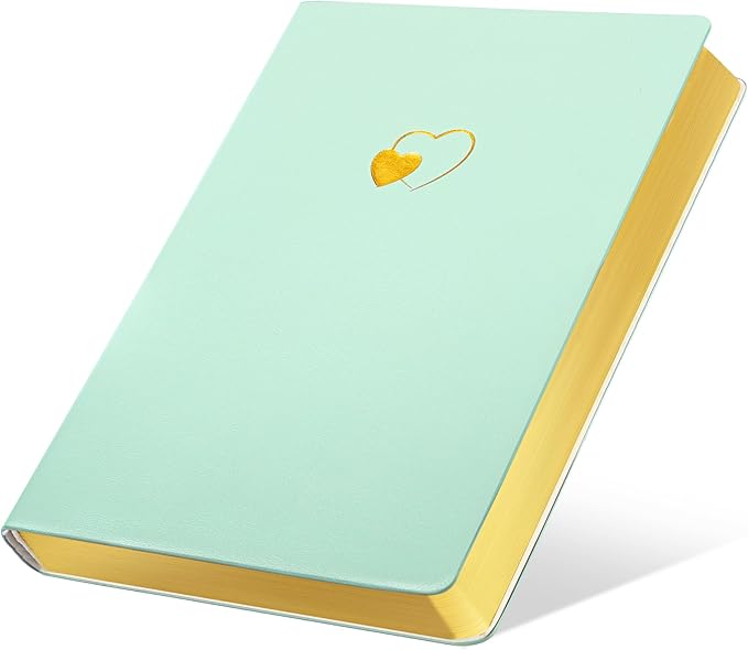 CAGIE Lined Journal Notebook for Women and Girls 256 Pages Cute Diary with Heart-Shaped Leather Journals for Writing A5 Soft Cover Notebooks for Work School (Fruit Green, A5)