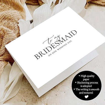 6 Pieces Bridesmaid Proposal Cards with Envelopes, 4 Pieces To My Bridesmaid On Our Wedding Day Cards and 2 Pieces To My Maid Of Honor On Our Wedding Day Cards.（Bridesmaid - 6cards A）