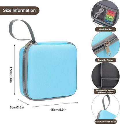 QYCHHJ Carrying Case for Phomemo T02/Memoking/HUIJUTCHEN Mini Sticker Printer, Portable Hard Travel Case for Label Maker, Thermal Printer Paper, Blue
