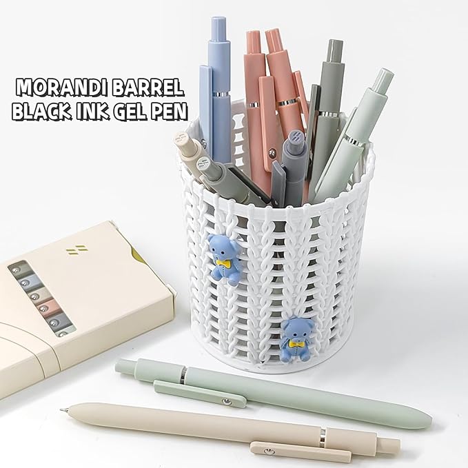 UIXJODO 6 Pcs Gel Pens 0.5mm Quick Dry Black Ink Pens Fine Point Smooth Writing Pens, Cute Office and School Supplies Gifts for Women Teacher Students (6 Pcs Morandi Silver)