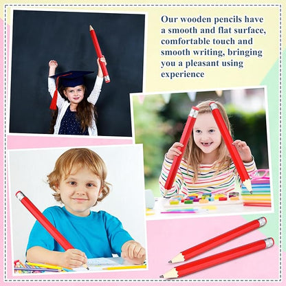 2 Pcs 16 Inch Pencils Wooden Jumbo Pencils Giant Wooden Pencils Funny Big Pencil with Cap Eraser Large Pencil Fun Novelty Gifts for Kids School Kindergarten Home Office Supplies(Red)