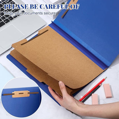 48 Pcs Classification Folders Bulk 2 Dividers File Folder with Fastener 2 Prongs Letter Size Pressboard Filefolders with 3.5 Inch Expansion for Organize Office Medical Document (Dark Blue)