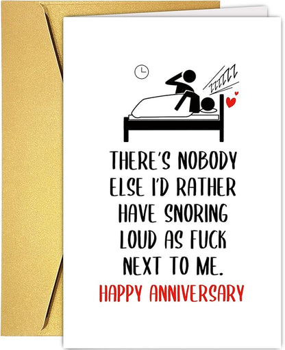 Funny Anniversary Card for Husband Wife, Humorous Snoring Anniversary Card, Cute Anniversary Card for Him Her