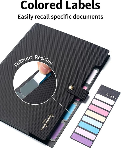 Sooez Expanding File Folder, Letter Size Accordion File Organizer, 5 Pocket Folders for Documents, Cute Folder with Labels, Portable Paper Organizer for School Office Supplies, A4 Size, Pink