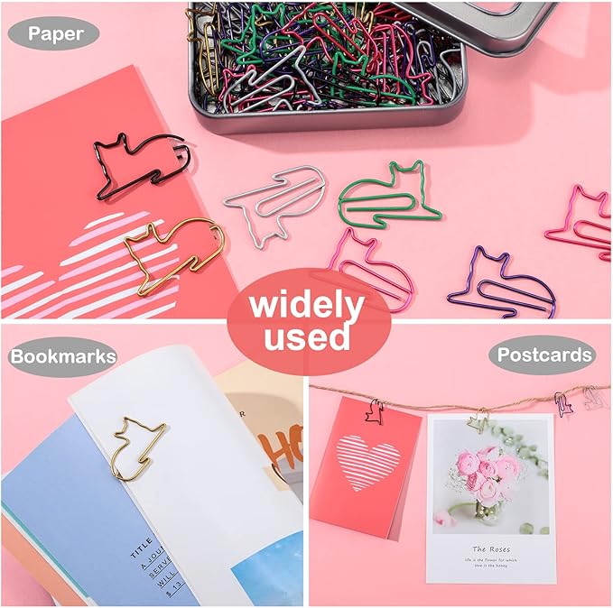 Outus Cat Office Supplies Cute Sticky Notes Paper Clips Gel Ink Pens Cartoon Stickers Party Favor for Cat Lovers Stationery School Office Supplies Desk Accessories(Vivid Style)