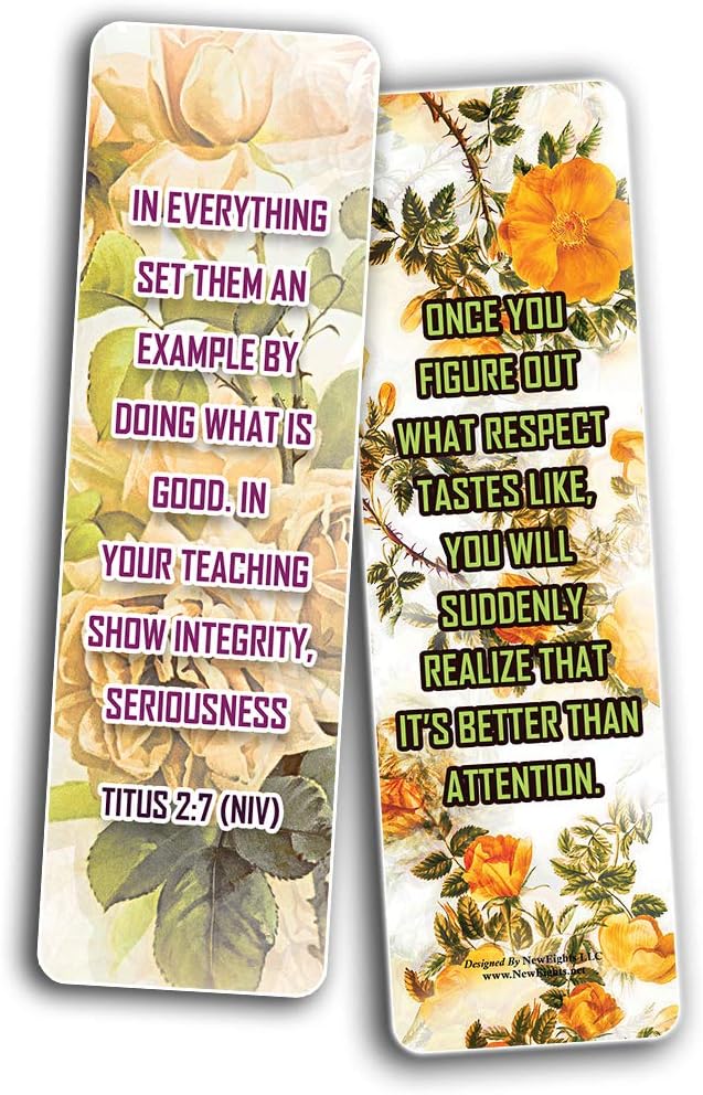 NewEights Famous Verses and Quotes on Respect (12-Pack) – Daily Motivational Card Set – Collection Set Book Page Clippers – Ideal for Church Events