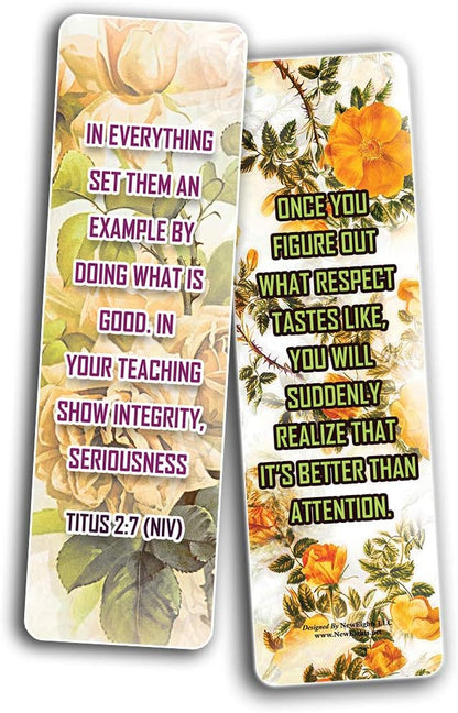 NewEights Famous Verses and Quotes on Respect (12-Pack) – Daily Motivational Card Set – Collection Set Book Page Clippers – Ideal for Church Events