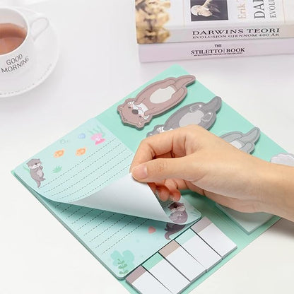 I Just Really Like Otters Sticky Notes Set, 550 Sheets, Cute Cartoon Otters Self-Stick Notes Pads Sea Animal Divider Tabs Bundle Writing Memo Pads Back to School Office Supplies Small Gift