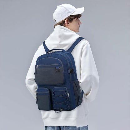 Lohol Water Resistant Daypack with Mulitiple Pockets for School Travel Outdoor College, 15.6 inch Laptop Backpack for Men and Women (Navy Blue