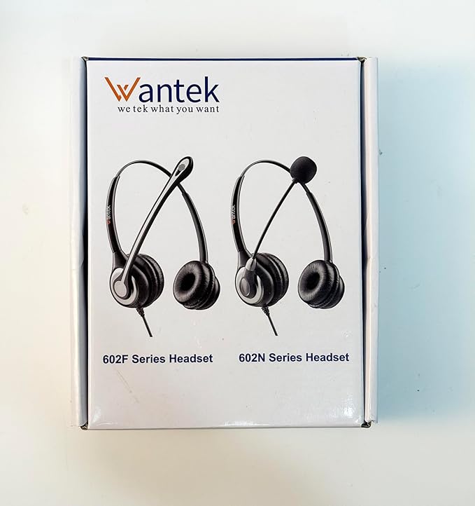 Wantek Corded Telephone Headset Dual w/Noise Canceling Mic Compatible with ShoreTel Plantronics Polycom Zultys Toshiba NEC Aspire Dterm Nortel Norstar Meridian Siemens ROLM Landline Deskphones(F602S2)