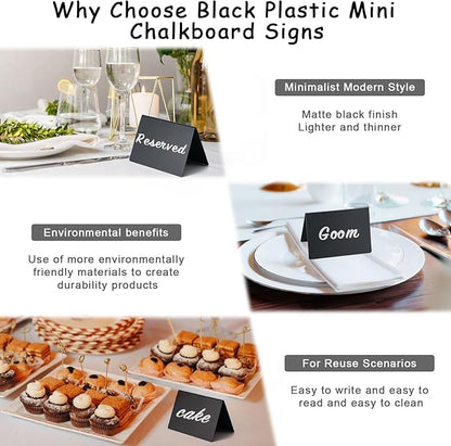 BOOMIBOO 20 Pack 4"x3"Mini Chalkboard Signs, Reusable and Reserved Table Signs, Easy to Write and Wipe Out, Food Labels for Parties - Buffets - Birthdays -Bakery-Table Numbers-Weddings