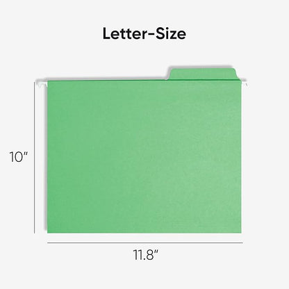 Smead FasTab Hanging File Folder, 1/3-Cut Built-in Tab, Letter Size, Green, 20 per Box (64098) (Pack of 1)