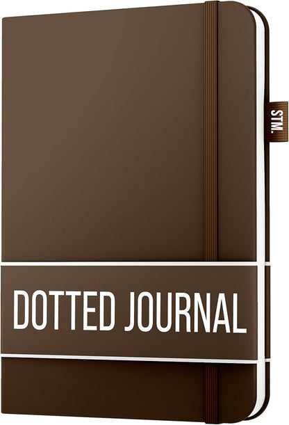 Scribbles That Matter A5 Bullet Dotted Journal Notebook | Vegan Hard Cover, 120gsm bleedproof thick paper, 150 pages, 5.75 x 8.5in, 2 bookmarks, tab stickers, penloop | For Work | Brown