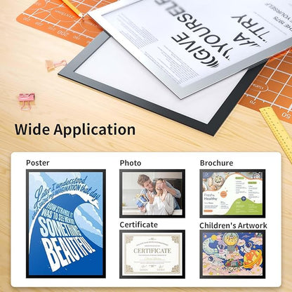 8Pack Magnetic Sign Holder 8.5 x 11 Wall Mount, Self Adhesive Display Magnetic Picture Frames Sheet With Strong Magnet Border for Window/Door/Fridge, Document Poster Paper Holders for Home Office Store, Black