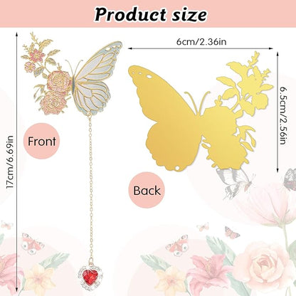Butterfly Bookmarks for Women GjinxiCute Funny Metal Flower Bookmark Creative Tassel Book Marks Hollow Trim Page Markers Creative Exquisite Gifts Pendant Book-Markers Children's Day Present