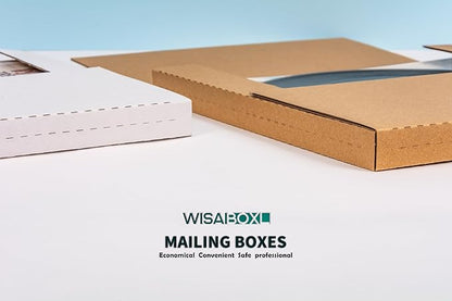 White Vinyl Record Mailers 12.8x12.8x1 Inch LP Mailing Corrugated Cardboard Boxes, Easy-Fold, Multi-Depth Album Shipping Boxes with Fragile Stickers, 25 Pack