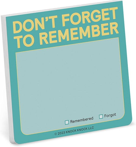 1-Count Knock Knock Don't Forget to Remember Sticky Note Pad, to Do List Notes, 3 x 3-Inches, 100 Sheets Each