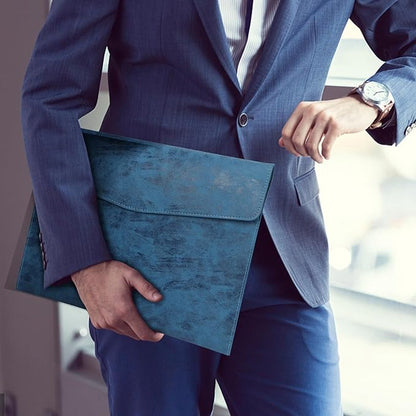 Toplive Document File Folder, Waterproof Thin PU Leather A4 Envelope Folder File Document Organizer Storage Case, Filing Envelope Folder with Magnetic Closure, Ash Blue