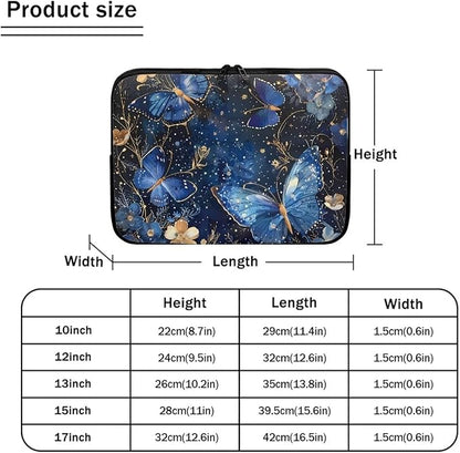 Butterfly Flower Laptop Sleeve for Women 15 inch Laptop Protector with Multiple Uses Computer Carrying Case Portable Tablet Bag Lap Top Case Men Laptop Protector Galaxy Blue