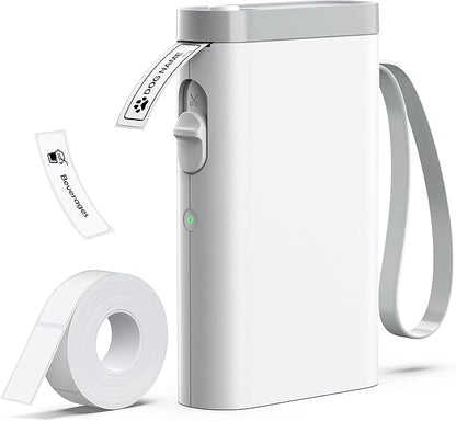 P21 Label Maker Machine with Tape, Bluetooth Label Printer Thermal Mini Label Makers with Built-in Cutter and Multiple Templates, Portable Printers for School, Office, Home Use (White)
