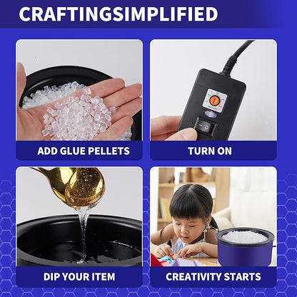 Electric Glue Pot for Crafts, 225-400°F Adjustable Temperature, 160ml Hot Glue Pot, 5-1/4" Diameter, 1" Depth - Fits Glue Sticks and Glue Pellets - Great for Crafts, DIY Projects Glue Pellets