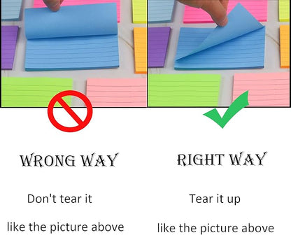 8 Pads Lined Sticky Notes 3x5 in Post, 8 Colors Self Sticky Notes Pad Its, Bright Colorful Rectangle Sticky Notes for Office, Home, School, Meeting, 50 Sheets/pad