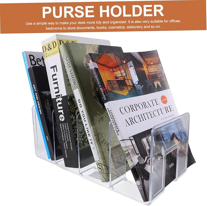 Ciieeo Wallet Acrylic Books Wallet Holder Desk Book Ends Book Holders for Shelves Book Stand Manager Shelf Partition Plate Decorate Bookend Storage Bag Desktop Delicate bookend