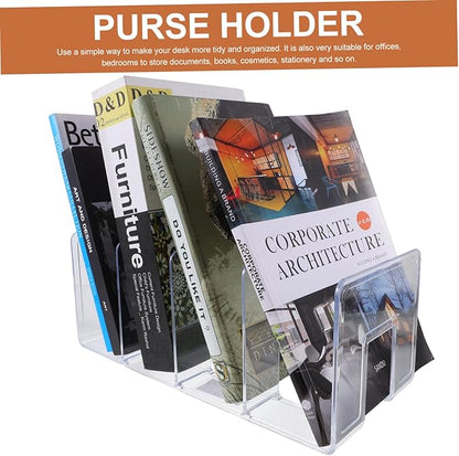 Ciieeo Wallet Acrylic Books Wallet Holder Desk Book Ends Book Holders for Shelves Book Stand Manager Shelf Partition Plate Decorate Bookend Storage Bag Desktop Delicate bookend