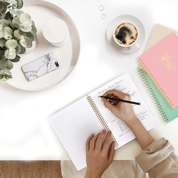 Spiral Notebook Journal For Women & Men College Ruled Notebook With Large Pockets And Lined Pages - Perfect to Stay Organized and Boost Productivity at Work or Note Taking (Pink)