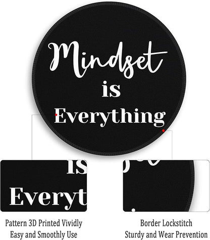 Gctriki Black Computer Mouse Pad for Desk, Funny Small Round Mousepad for Laptop Gaming Work, Inspirational Office Desk Decor Accessories Supplies Gifts for Coworkers, Mindset is Everything
