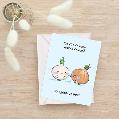 ALY LOU Congratulations Card, Graduation Card, Congrats Grad for Him/Her, Funny Proud New Job Promotion, New Home, Wedding Celebration (I’m Not Crying, You’re Crying! So Proud of You! (Onions))