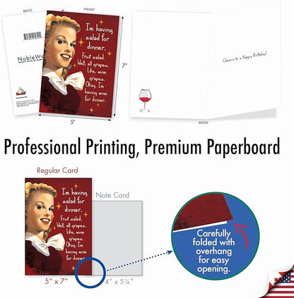 NobleWorks - Funny Happy Birthday Card with Envelope - Congrats Greeting Card, Birthday Fun - Salad for Dinner C9357BDG