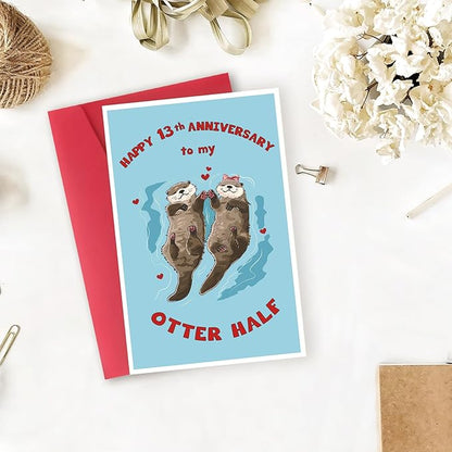 Romantic 13th Anniversary Card for Wife, Husband,Boyfriend,Girlfriend,Funny 13 Year Anniversary Card for Him Her,Gifts Idea for Dad Mom Couple Wedding Anniversary