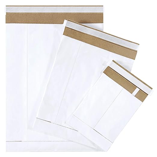 Aviditi White Self-Seal Padded Mailers, 9 1/2" x 14 1/2", Peel and Seal Closure, Fiber Cushioned Envelopes for Protecting Items During Shipping and Mailing, Case of 100