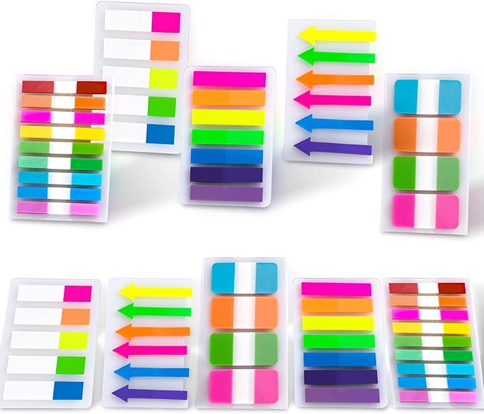 Golcellia Sticky Book Index Tabs, Page Tabs Markers, Sticky Notes Tabs 1272 Pieces(5 Styles, 31 Colors) Annotation Tabs, Book Annotation Supplies Study Pack