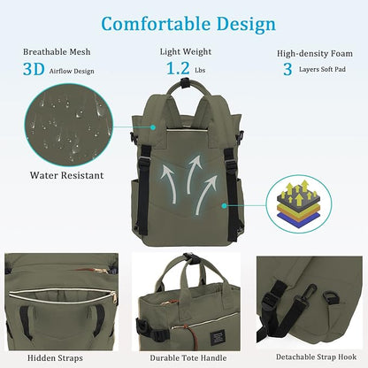 BASICPOWER Backpack Purse for Women Tote Bag Travel Laptop Casual Bookbag Work Nurse Teacher Bag 15.6-in Computer