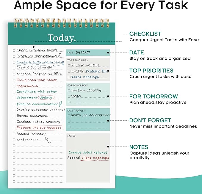 To Do List Pad - To Do List Notebook for Work with 52 Sheets, Undated Daily Planner Perfect for Daily Tasks and Goal Setting, To Do List Notepad Suitable for Office, Home and School-Greenery Sway
