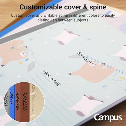 KOKUYO Composition Notebooks, 3 Pack Campus B5 Comp Book with Dotted A 7mm Rule, 40 Sheets, School Lined Notebook in Blue Green Yellow, Cute Journal for Women Girls Work Study Note Taking Japan Import